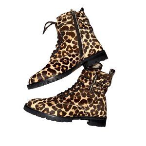 Rebecca Minkoff Jaiden Calf Leopard Combat Boots Size 7 M